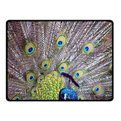 Peacock Bird Feathers Fleece Blanket (small) by Simbadda