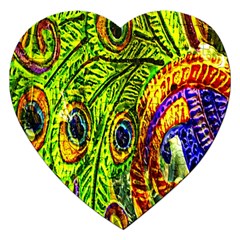 Peacock Feathers Jigsaw Puzzle (heart) by Simbadda