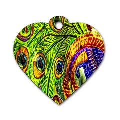 Peacock Feathers Dog Tag Heart (one Side) by Simbadda