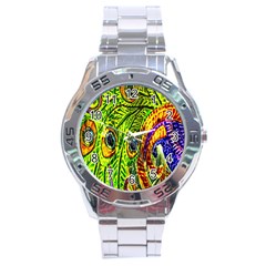 Peacock Feathers Stainless Steel Analogue Watch