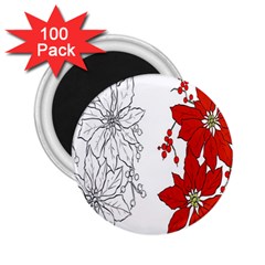 Poinsettia Flower Coloring Page 2 25  Magnets (100 Pack)  by Simbadda