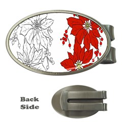 Poinsettia Flower Coloring Page Money Clips (oval)  by Simbadda