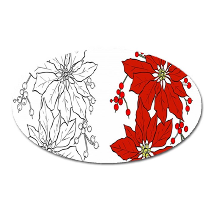 Poinsettia Flower Coloring Page Oval Magnet