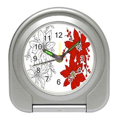 Poinsettia Flower Coloring Page Travel Alarm Clocks by Simbadda