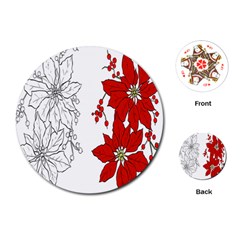 Poinsettia Flower Coloring Page Playing Cards (round) 