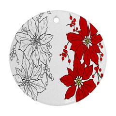 Poinsettia Flower Coloring Page Round Ornament (two Sides) by Simbadda