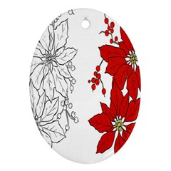 Poinsettia Flower Coloring Page Oval Ornament (two Sides) by Simbadda