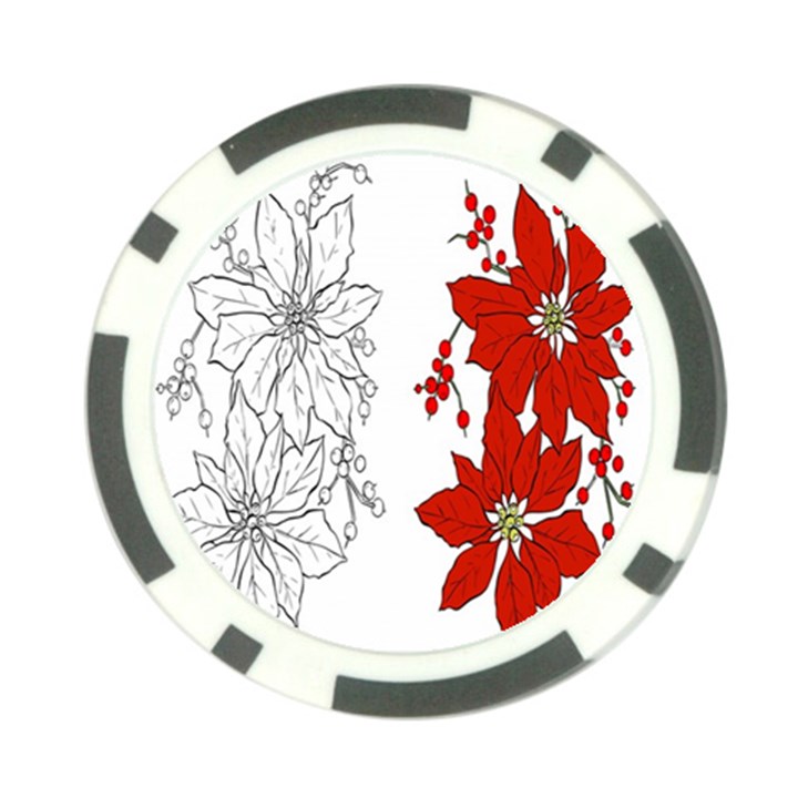 Poinsettia Flower Coloring Page Poker Chip Card Guard