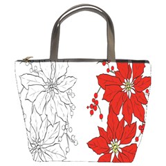 Poinsettia Flower Coloring Page Bucket Bags by Simbadda