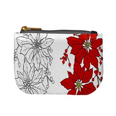 Poinsettia Flower Coloring Page Mini Coin Purses by Simbadda