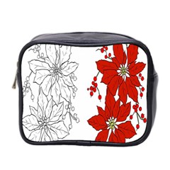 Poinsettia Flower Coloring Page Mini Toiletries Bag 2-side