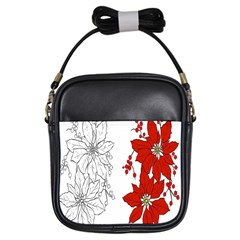 Poinsettia Flower Coloring Page Girls Sling Bags by Simbadda