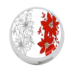 Poinsettia Flower Coloring Page 4-port Usb Hub (one Side) by Simbadda