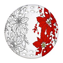 Poinsettia Flower Coloring Page Ornament (round Filigree) by Simbadda