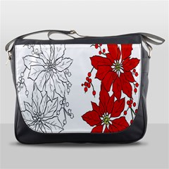 Poinsettia Flower Coloring Page Messenger Bags by Simbadda