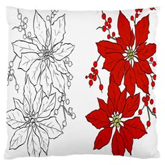 Poinsettia Flower Coloring Page Large Cushion Case (two Sides) by Simbadda