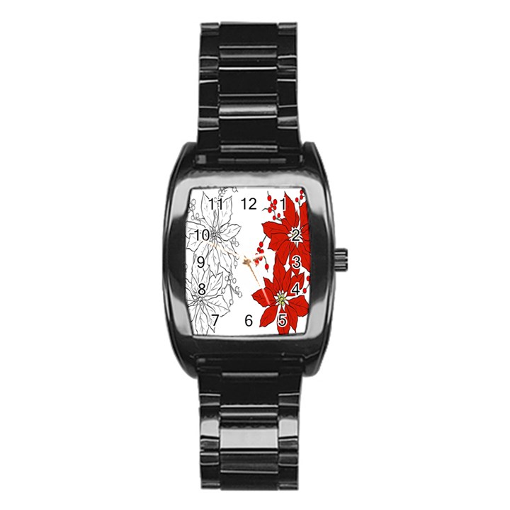 Poinsettia Flower Coloring Page Stainless Steel Barrel Watch