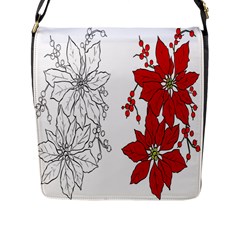 Poinsettia Flower Coloring Page Flap Messenger Bag (l)  by Simbadda