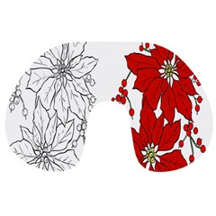 Poinsettia Flower Coloring Page Travel Neck Pillows by Simbadda