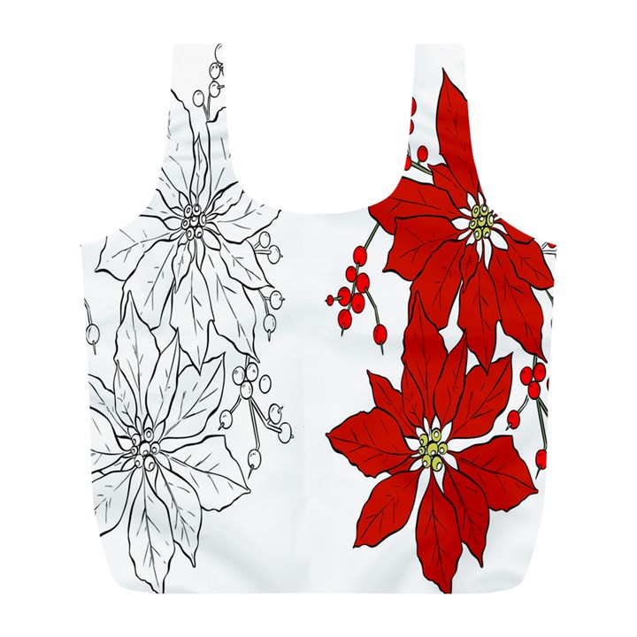 Poinsettia Flower Coloring Page Full Print Recycle Bags (L) 