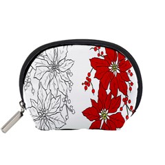 Poinsettia Flower Coloring Page Accessory Pouches (small)  by Simbadda