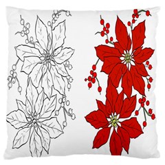 Poinsettia Flower Coloring Page Standard Flano Cushion Case (two Sides) by Simbadda