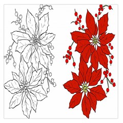 Poinsettia Flower Coloring Page Large Satin Scarf (square) by Simbadda