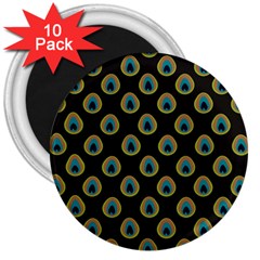 Peacock Inspired Background 3  Magnets (10 Pack)  by Simbadda