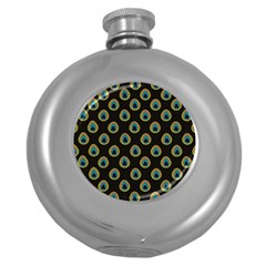 Peacock Inspired Background Round Hip Flask (5 Oz) by Simbadda