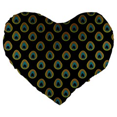 Peacock Inspired Background Large 19  Premium Heart Shape Cushions by Simbadda