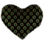 Peacock Inspired Background Large 19  Premium Heart Shape Cushions Front