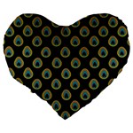 Peacock Inspired Background Large 19  Premium Heart Shape Cushions Back