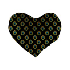 Peacock Inspired Background Standard 16  Premium Flano Heart Shape Cushions by Simbadda