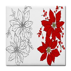 Poinsettia Flower Coloring Page Tile Coasters by Simbadda