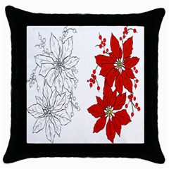 Poinsettia Flower Coloring Page Throw Pillow Case (black) by Simbadda