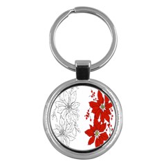 Poinsettia Flower Coloring Page Key Chains (round)  by Simbadda