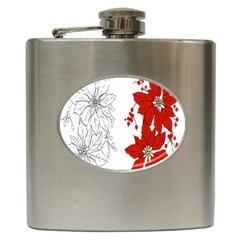 Poinsettia Flower Coloring Page Hip Flask (6 Oz) by Simbadda