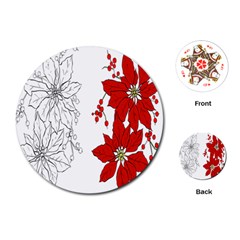 Poinsettia Flower Coloring Page Playing Cards (round)  by Simbadda