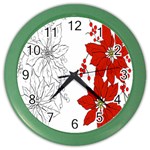 Poinsettia Flower Coloring Page Color Wall Clocks Front