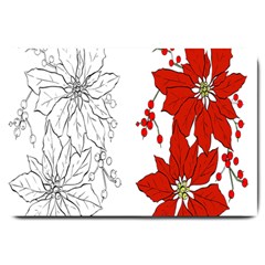 Poinsettia Flower Coloring Page Large Doormat  by Simbadda