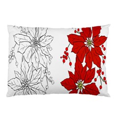 Poinsettia Flower Coloring Page Pillow Case by Simbadda