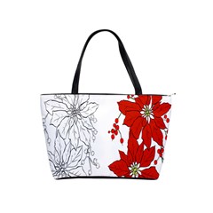 Poinsettia Flower Coloring Page Shoulder Handbags by Simbadda