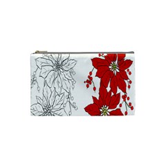 Poinsettia Flower Coloring Page Cosmetic Bag (small)  by Simbadda