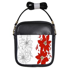 Poinsettia Flower Coloring Page Girls Sling Bags by Simbadda