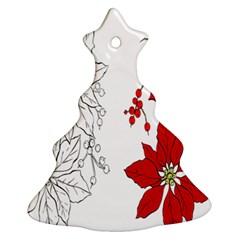 Poinsettia Flower Coloring Page Ornament (christmas Tree)  by Simbadda