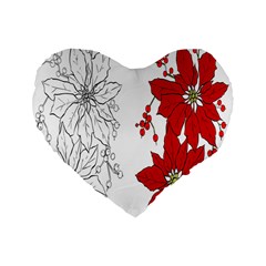 Poinsettia Flower Coloring Page Standard 16  Premium Heart Shape Cushions by Simbadda