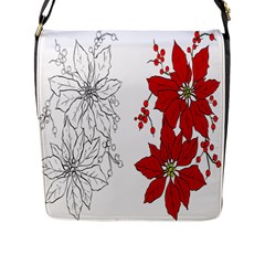 Poinsettia Flower Coloring Page Flap Messenger Bag (l)  by Simbadda