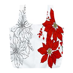 Poinsettia Flower Coloring Page Full Print Recycle Bags (l)  by Simbadda