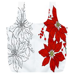 Poinsettia Flower Coloring Page Full Print Recycle Bags (l)  by Simbadda