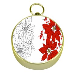 Poinsettia Flower Coloring Page Gold Compasses by Simbadda